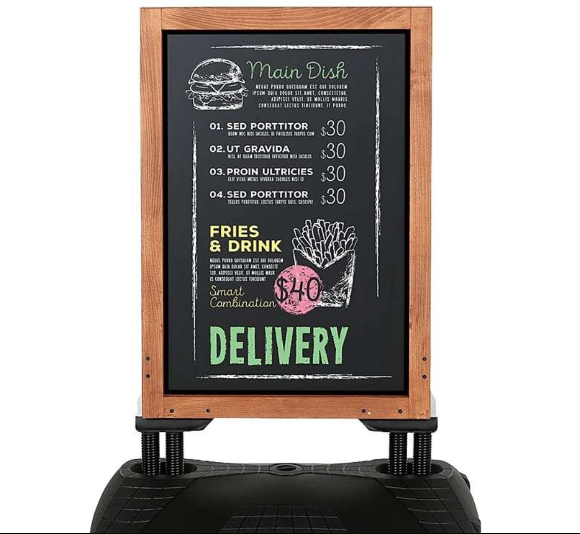 Kundenstopper Kreidetafel mit Stahlplatte – 59 x 78 cm | Robuste Lösung für Innen- und Außeneinsätze